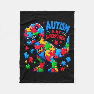 Womens Autism - Dinosaur - Puzzle - Bow - Autism I Fleece Blanket
