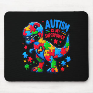 Womens Autism - Dinosaur - Puzzle - Bow - Autism I Mouse Pad