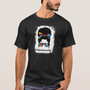 Womens Autism Mum Life Autism Awareness Black Afro T-Shirt
