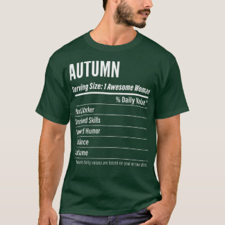 Womens Autumn Gift, Nutritional Facts Serving Size T-Shirt