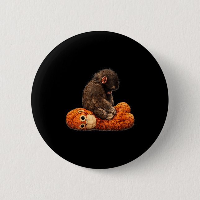 Women's baby monkey punch  6 cm round badge (Front)