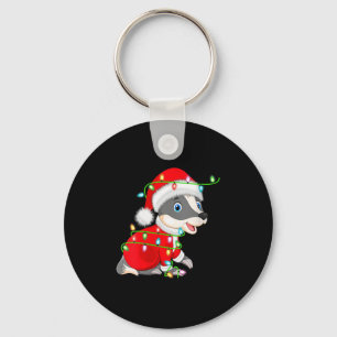 Womens Badger Christmas Lights Santa Costume Cute  Key Ring