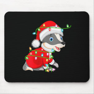 Womens Badger Christmas Lights Santa Costume Cute Mouse Pad