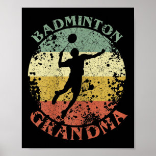 Womens Badminton Grandma Distressed Vintage Badmin Poster
