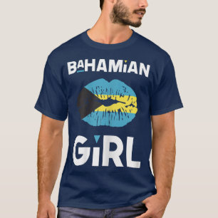 Womens Bahamian Girl Bahamian Flag Lips Caribbean T-Shirt