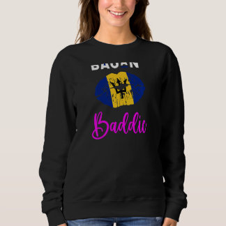 Womens Bajan Baddie Country Flag Barbados Baddie Sweatshirt
