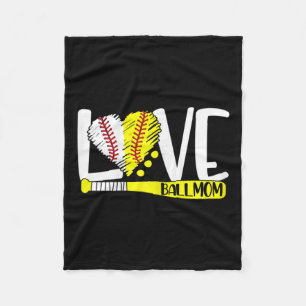 Womens Ball Mum Love Baseball Softball Funny For W Fleece Blanket