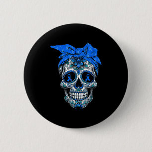 Womens Bandanna Sugar Skull Diabetes Awareness 6 Cm Round Badge