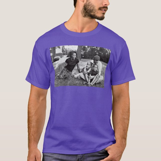 Womens Barack Obama Young with Kids and Michelle V T-Shirt (Front)