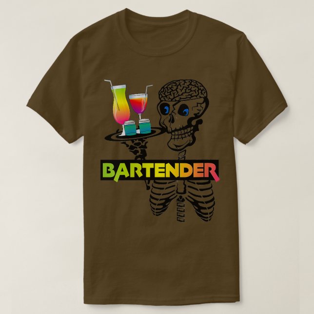 Womens Bartender Skeleton bartending Halloween VNe T-Shirt (Design Front)