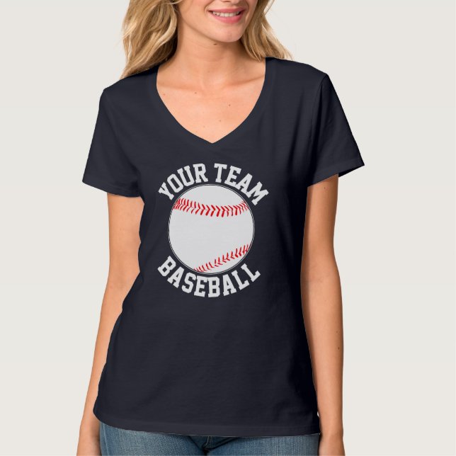 Women's Baseball Custom Team Name or Text Sports T-Shirt (Front)