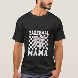 Womens Baseball Mama Coquette Bow Game Day Funny S T-Shirt