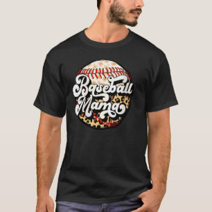 Womens Baseball Mama Leopard Baseball Mum Mother's T-Shirt