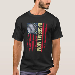 Womens Baseball Mum Usa Flag Baseball Team Basebal T-Shirt