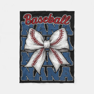 Womens Baseball Nana Coquette Bow Game Day Sport F Fleece Blanket