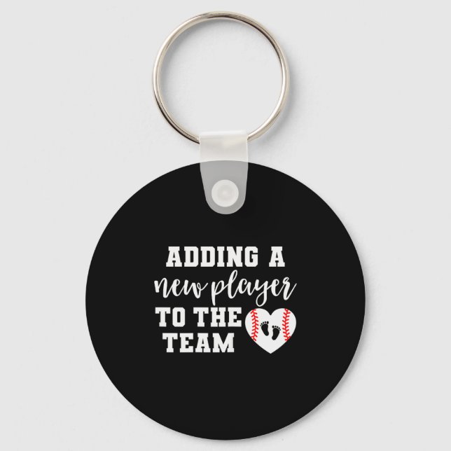 Womens Baseball Pregnancy Announcement Shirt Sprin Key Ring (Front)