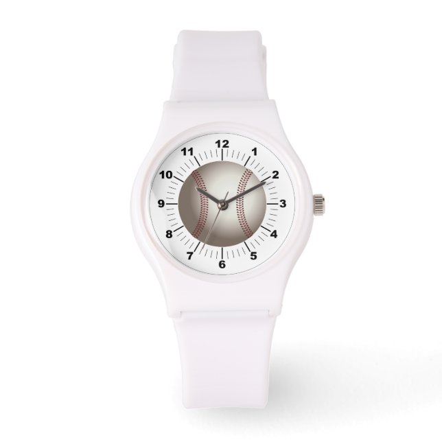 Women's Baseball Sporty White Silicon Watch (Front)
