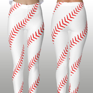 Women's Baseball Stitches (Seams) White Leggings