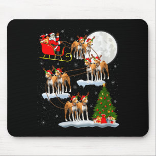 Womens Basenji Dog Santa Sleigh Flying Funny Magic Mouse Pad