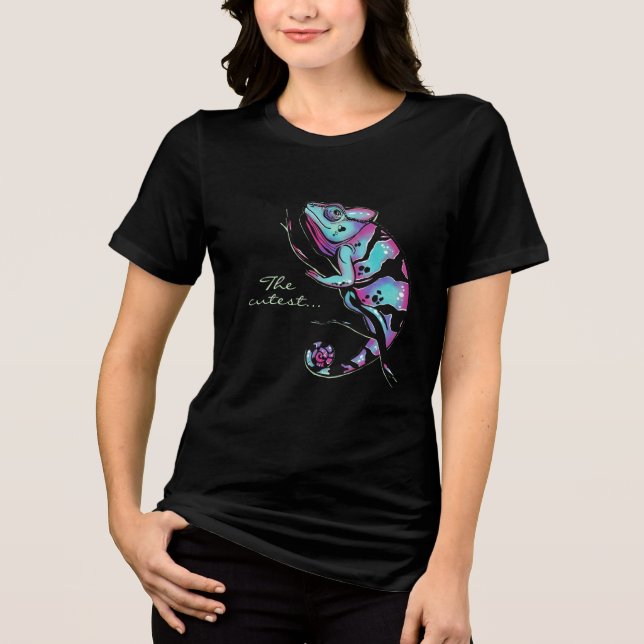 Women's Basic Sweatshirt with a cute chameleon. Tri-Blend Shirt (Front)