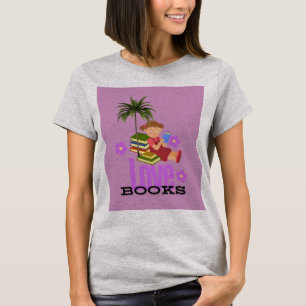  Women's Basic T-Shir Love Books Design T-Shirt