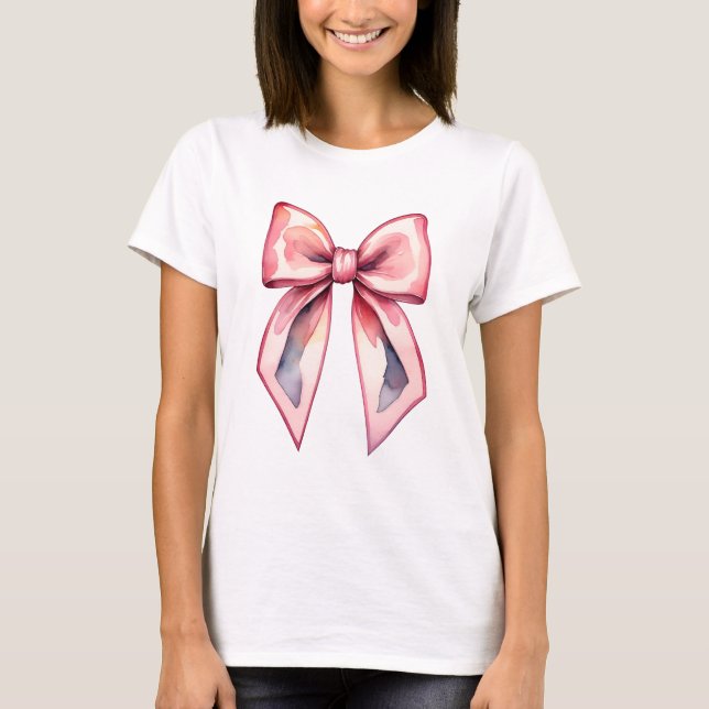 Womens Basic T-Shirt pink bow (Front)