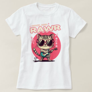 Women's Basic T-Shirt Rock & Rawr Cat