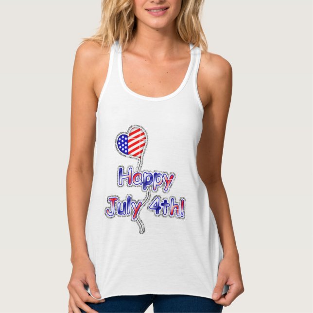 Women's Basic Tank Top/Happy July 4th (Front)