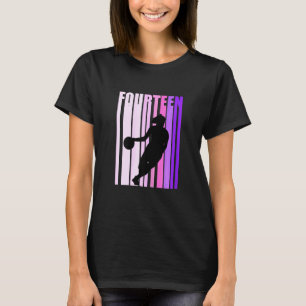 Womens Basketball 14th Birthday Womens Retro 14 Fo T-Shirt
