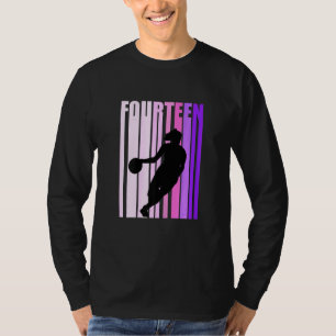 Womens Basketball 14th Birthday Womens Retro 14 Fo T-Shirt