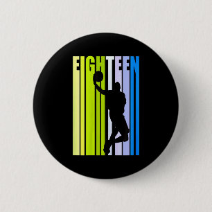 Womens basketball 18th birthday boy mens dad retro 6 cm round badge