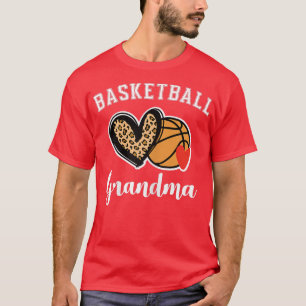 Womens Basketball Grandma Leopard Heart Grandmothe T-Shirt