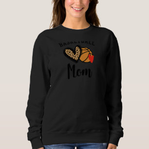 Womens Basketball Mum Leopard Heart Sweatshirt