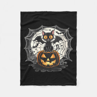 Womens Bat Halloween _ Black Cat Bat Wings Spooky Fleece Blanket