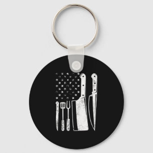 Women's bbq usa flag patriotic fourth of july key ring
