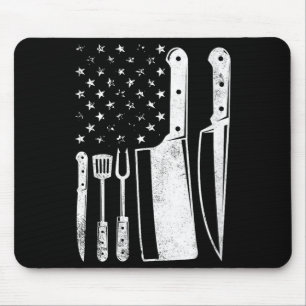 Women's bbq usa flag patriotic fourth of july mouse pad