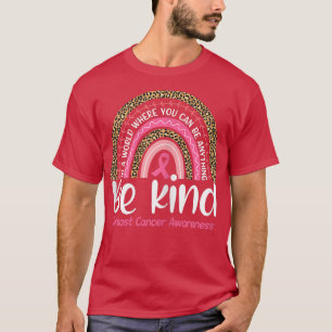 Womens Be Kind Breast Cancer Awareness Leopard Rai T-Shirt