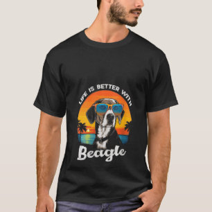 Womens Beach Life is better with a Beagle Dog V T-Shirt