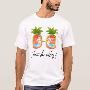 Womens Beach Vibes Messy Bun Sunglasses Summer Lov T-Shirt