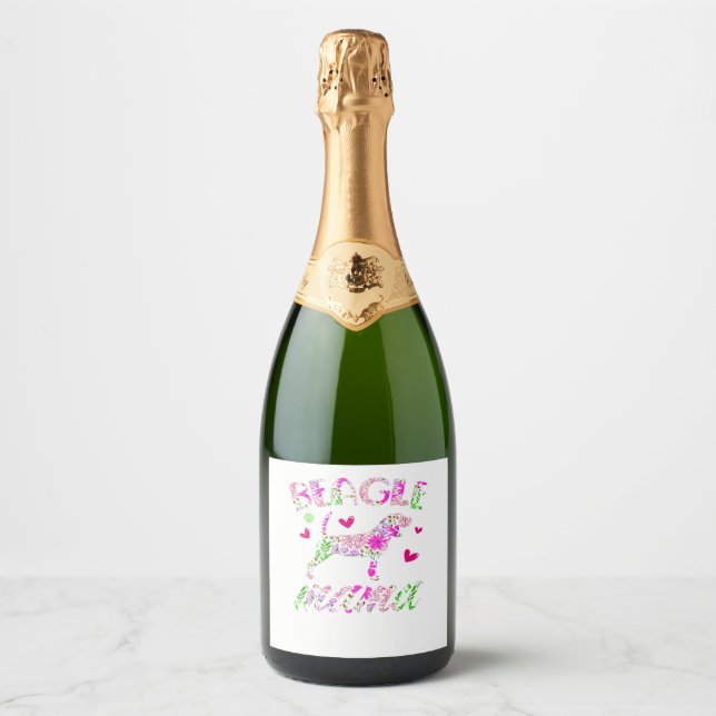 Womens Beagle Mum Funny Beagle Mama Dog Lover Sparkling Wine Label (Front)