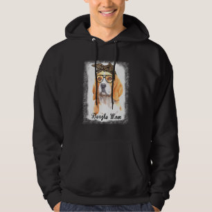 Womens Beagle Mum Leopard Bleached Dog Pet Hoodie
