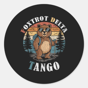Womens Bear Foxtrots Deltas Tangos Funny Bear V-ne Classic Round Sticker