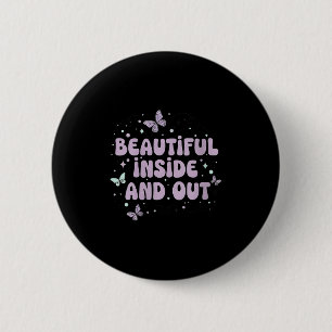 Womens Beautiful Inside And Out Cute Butterfly Lav 6 Cm Round Badge