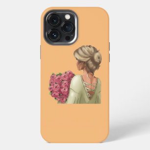 Womens Beautiful Woman With Flower Bouquet Girl iPhone 13 Pro Max Case