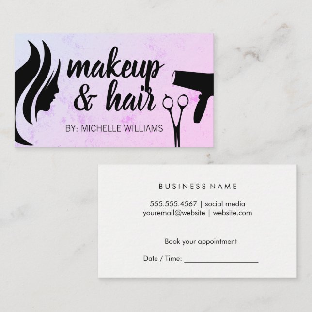 Womens Beauty | Scissors and Blow Dryer Appointment Card (Front/Back)