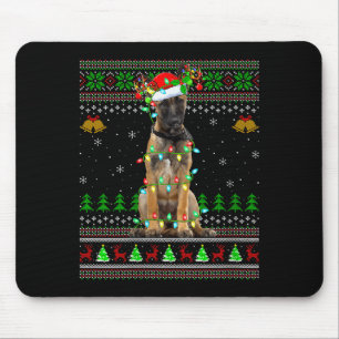 Womens Belgian Malinois Dog Ugly Christmas Sweater Mouse Pad