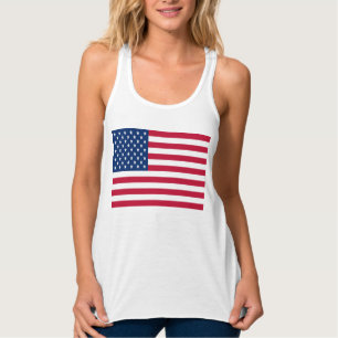 Women's Bella Flowy Crop Tank Top/American Flag