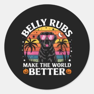 Womens Belly Rubs Make The World Better Black Lab Classic Round Sticker