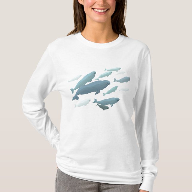 Women's Beluga Whale Hooded T-shirt Whale Hoodie (Front)