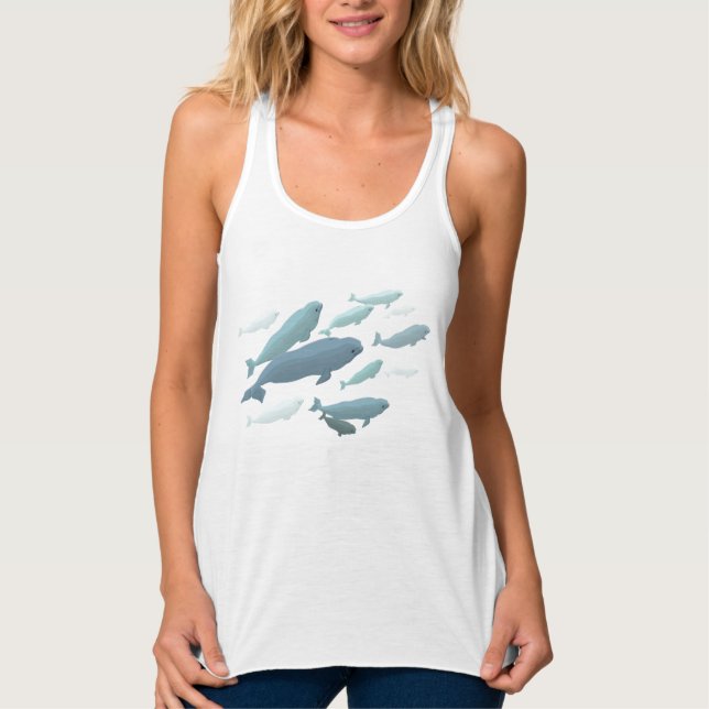 Women's Beluga Whale Tank Top Shirt Whale Art Tops (Front)